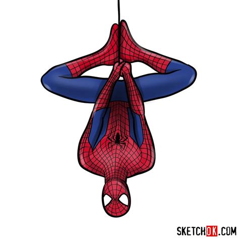 How to draw Spider-Man hanging on web - Sketchok easy drawing …