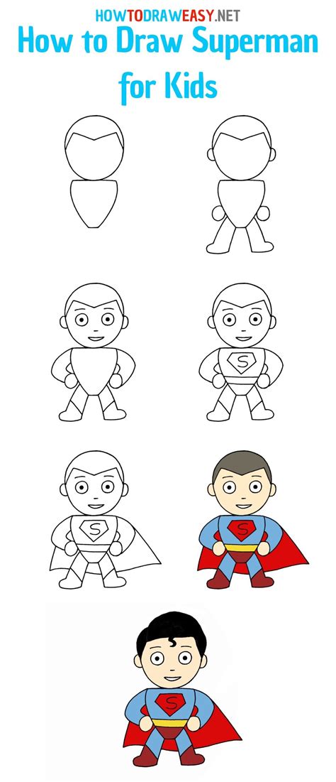 How to draw Superman for kids Easy Drawing Tutorial