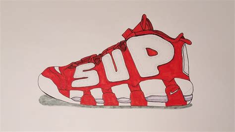 How to draw Supreme UptempoRed!!! YouTube