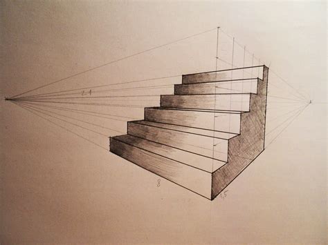 How to draw Two point perspective stairs tutorial Perspective