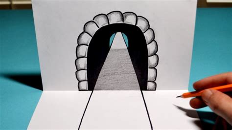 How to draw a 3D tunnel; 3D Arts Zeichnen, Zeichnungen, Op art
