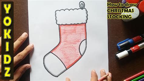 How to draw a CHRISTMAS STOCKING step by step YouTube