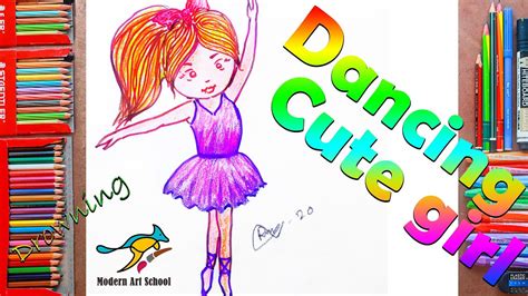 How to draw a Dancing Girl Dancer Girl Draw Tutorial YouTube
