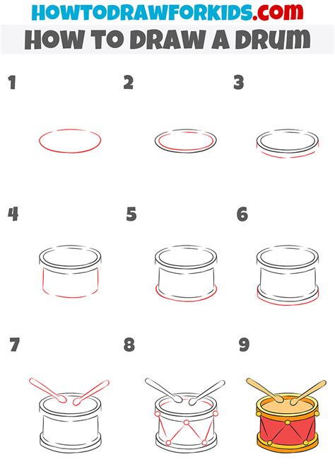 How to draw a Drum Step by Step Drum Drawing Lesson