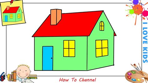 How to draw a HOUSE easy for kids - YouTube