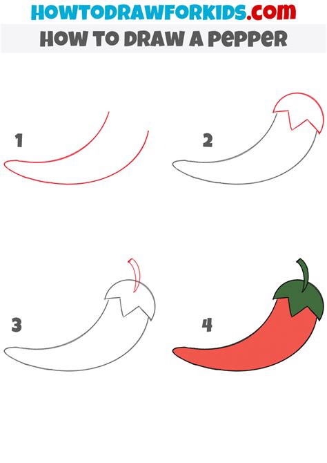 How to draw a Pepper Step by Step Pepper Drawing Lesson