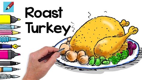 How to draw a Roast Turkey Real Easy Step by Step with Easy Spoken