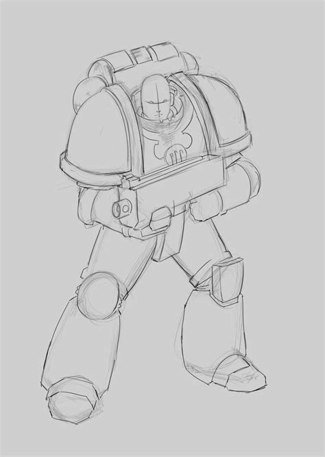 How to draw a Space Marine. Step by step Tutorial. Space drawings