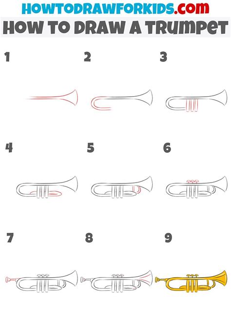 How to draw a Trumpet for kids Trumpet Easy Draw Tutorial