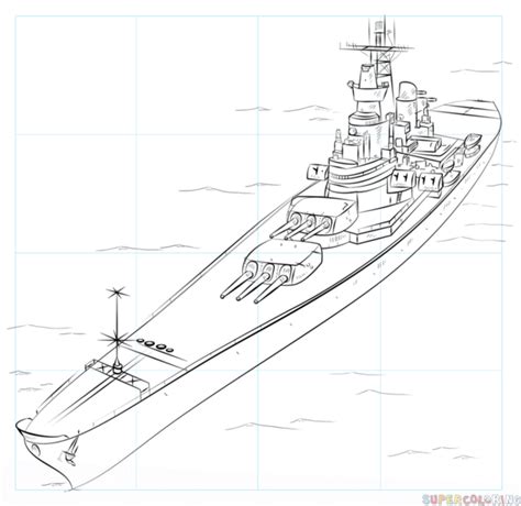 How to draw a battleship step by step. Drawing tutorials for kids and