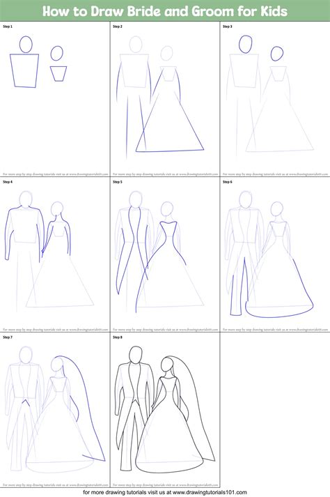 How to draw a bride and groom Step by step Drawing tutorials