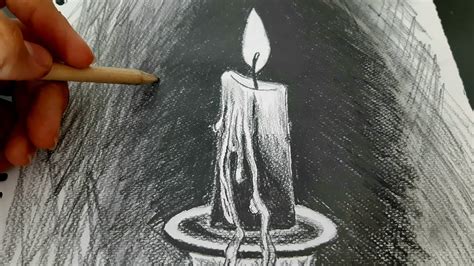 How to draw a candle Easy realistic pencil sketch tutorial YouTube