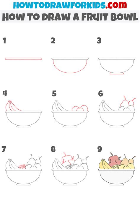 How to draw a fruit bowl step by step