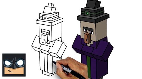 How to draw a minecraft witch