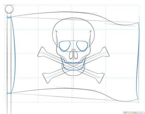 How to draw a pirate flag Step by step Drawing tutorials Drawing