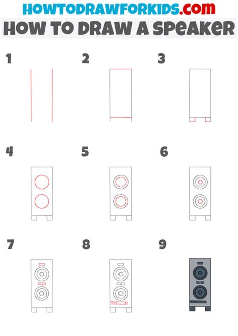 How to draw a speaker step by step