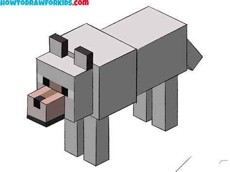 How to draw a wolf in minecraft