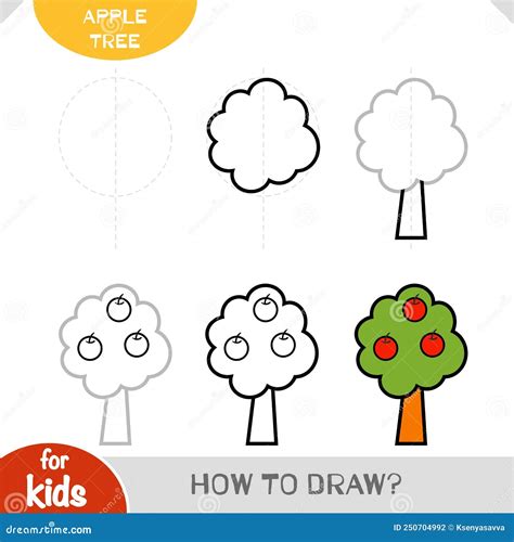 How to draw apple tree step by step