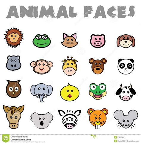 How to draw cute animal faces with simple basic shapes for kids