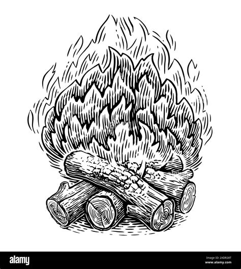 How to draw logs in a fire