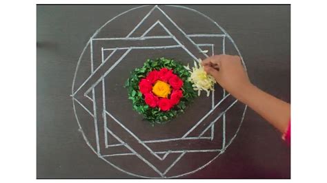 How to draw onam pookalam designstep by step simple pookalam design