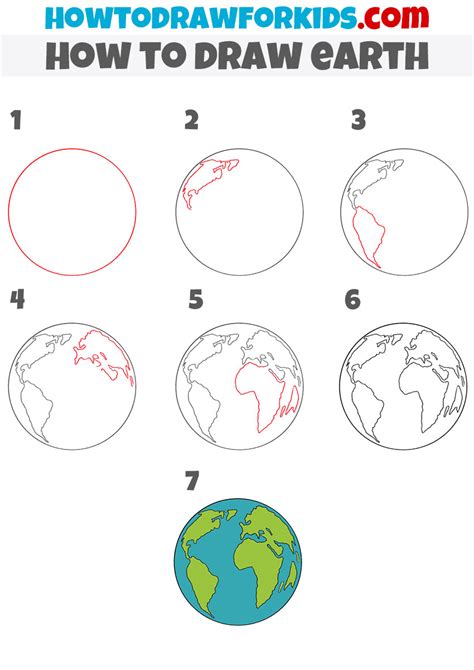 How to draw planet Earth step by step for kids