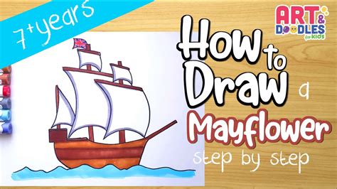 How to draw the Mayflower Easy stepbystep for Beginners YouTube