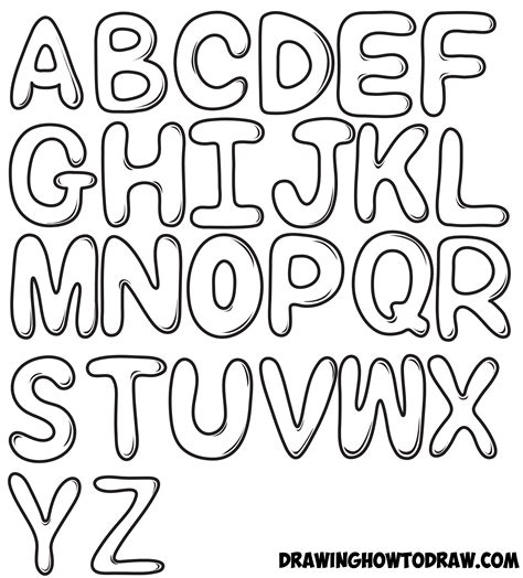 How to draw the letter a in bubble letters. 1. step of drawing a graffiti bubble letter. 2. Add outlines of the planks. Now add the outlines to the letter. Remember to only add round edges, make the openings small and do not leave too much space between the planks! 2. step of drawing a graffiti bubble letter – add the outlines of the planks. I switched to Procreate for Ipad to finish ... 