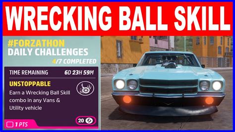 Forza Horizon 5 How to Get Wrecking Ball Skill - UNSTOPPABLE Forzathon Daily ChallengePlease Subscribe, You can also give me a tip by being a memberYou can t....