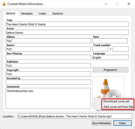 How to edit Audio or Video Metadata Tags in VLC media player