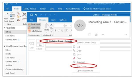 How to edit contact list in outlook