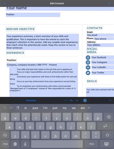 How to edit resume in mobile