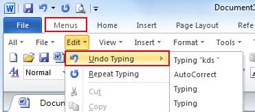 How to edit undo in word