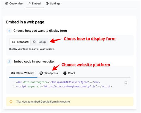 How to embed Google Form in website CustomGForm