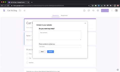 How to embed Google form in the website