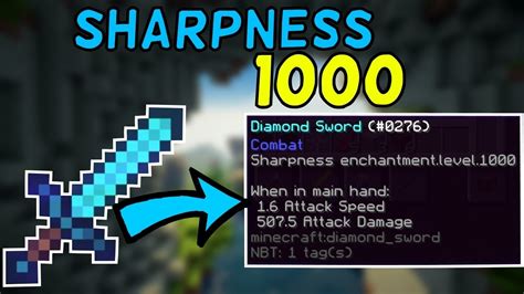 Sharpness 1000 Sword Command/give @p diamond_sword{Enchantments:[{id:sharpness,lvl:1000}]}. 