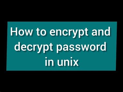 How to encrypt password in unix
