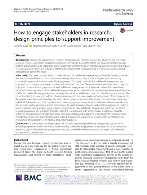 How to engage stakeholders in research: design principles to support