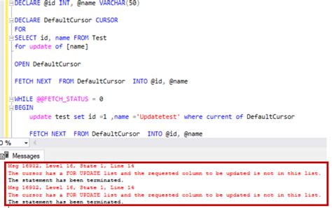 How to execute cursor in sql server