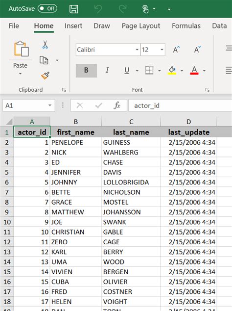How to export/import MySQL data to Excel
