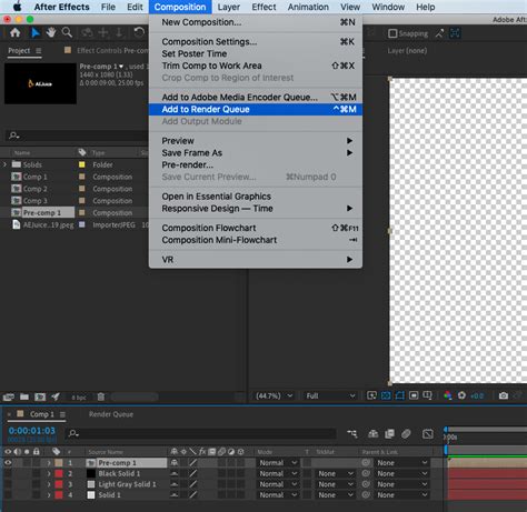 How to export movie in after effects