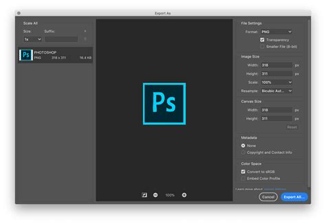 How to export png in photoshop