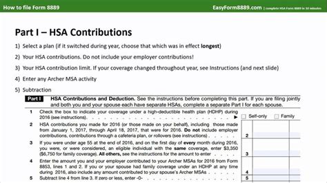 How to file HSA Form 8889 How to plan, Hsa, Form