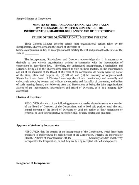How to file corporate minutes in california Fill out & sign online