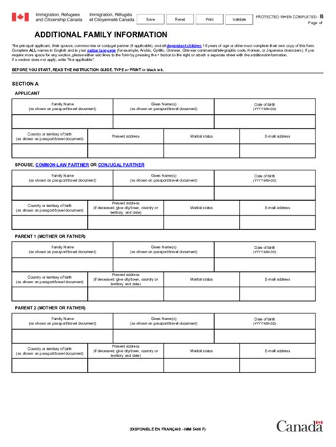 How to fill Additional Family Information Form IMM5406 E