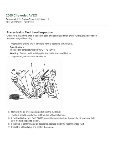 How to fill manual transmission on06 aveo. - Mrap cougar cat 1 technical manual.
