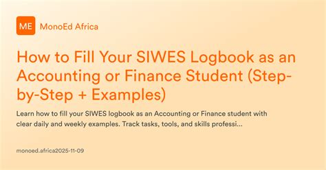 How to fill siwes log book for accounting.  Nevertheless students on S...