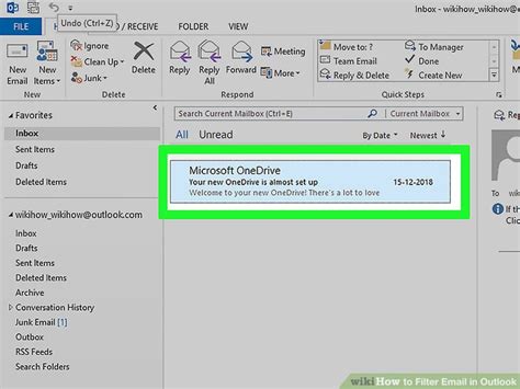 How to filter email in outlook
