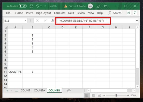 How to find count in excel