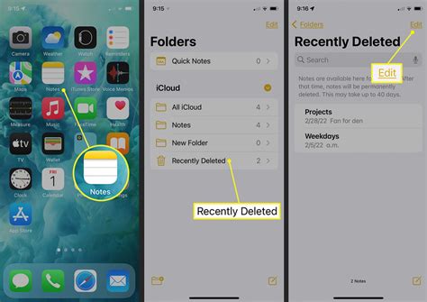 Recently deleted folder. Simply, open your notes app and head to the “Recently Deleted” folder at the bottom of the iCloud section of the app. Here you will see all the notes you have deleted in the last 30 days. Find the note you would like to recover and open it. Step.. 